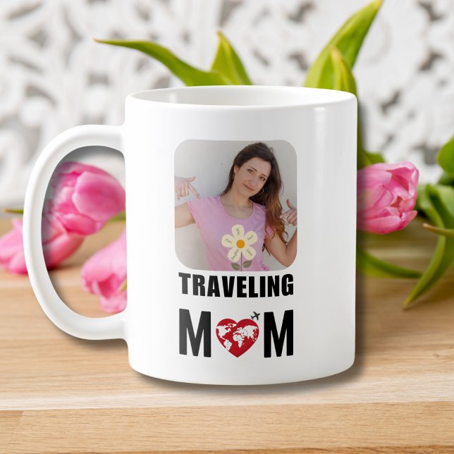 Cute Travelling Mum, World Map & Aeroplane,Photo Coffee Mug (Creator Uploaded)