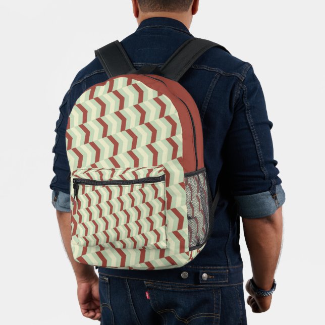 Cute Travelling Stripe Green Printed Backpack (Insitu (Model))