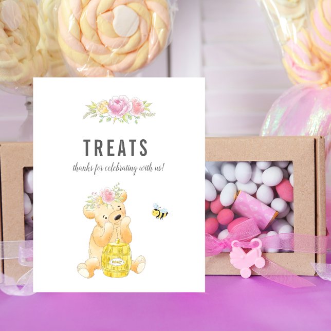 Cute Treats Table Girl Teddy Bear Baby Shower Poster (Creator Uploaded)