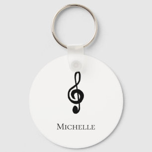 Cute Treble Clef Musical Black White  Key Ring