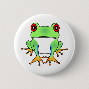 Cute Tree Frog Cartoon Button