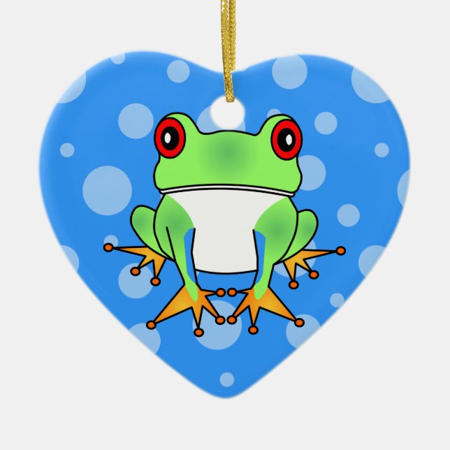 Cute Tree Frog Cartoon Ceramic Tree Decoration (Front)