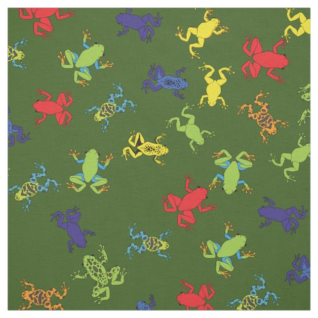 Cute Tree Frog Colourful Cartoon Kids Fabric (Swatch)