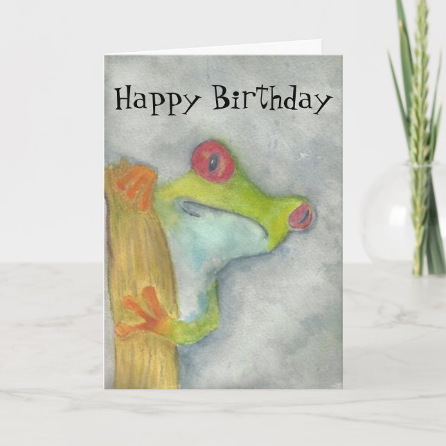 Cute Tree Frog happy Birthday Card (Front)
