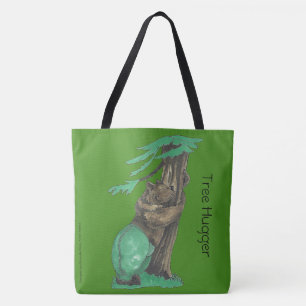 Cute Tree Hugging Bear Wearing Fancy Leggings Tote Bag