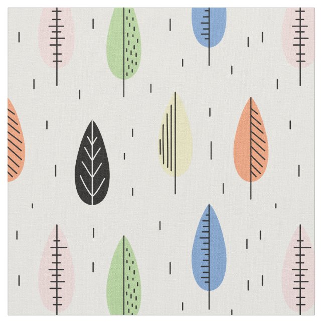 Cute Tree Leaf Pattern Fabric (Close Up)