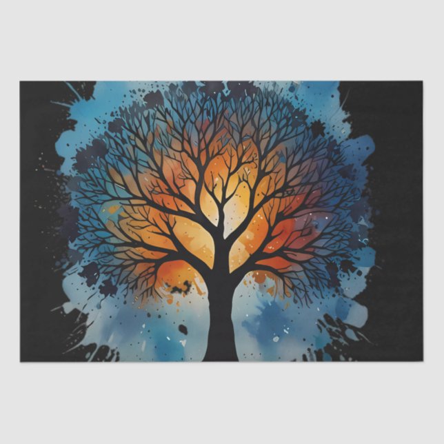 Cute Tree of Life Watercolour Tissue Paper (Front)