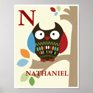 Cute Tree Tops Owl Nursery Print