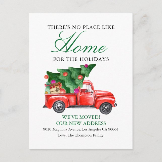 Cute Tree Truck We've Moved Holiday Moving Announcement Postcard (Front)