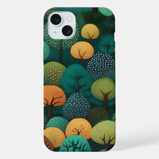 Cute trees digital art iPhone case (Back)