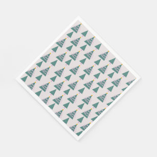 Cute Trees Doodles Pink Green Napkin