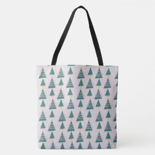 Cute Trees Doodles Pink Green Tote Bag