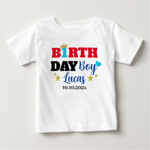 Cute Trendy 1st Birthday With Gold Crown Custom Baby T-Shirt