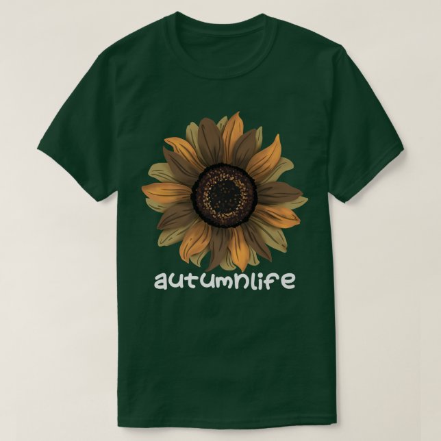 Cute Trendy Beautiful Autumn Fall Season Sunflower T-Shirt (Design Front)