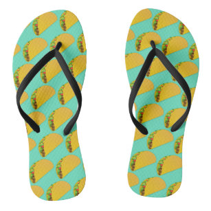 Cute Trendy Blue Taco Mexican Food Jandals