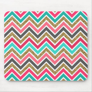 Cute trendy chevron faux glitter zigzag pattern mouse pad