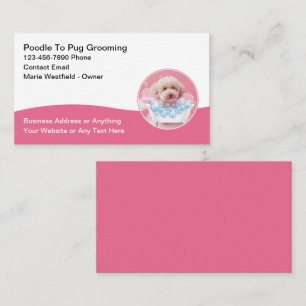 Cute Trendy Dog Grooming Business Cards