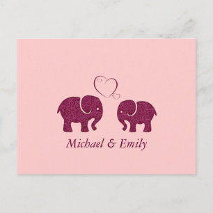 Cute trendy  elephant in love personalised postcard