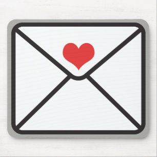 Cute Trendy Envelope Heart Graphic & Grey Mouse Pad