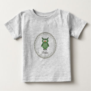 Cute Trendy fancy girly owl personalised Baby T-Shirt
