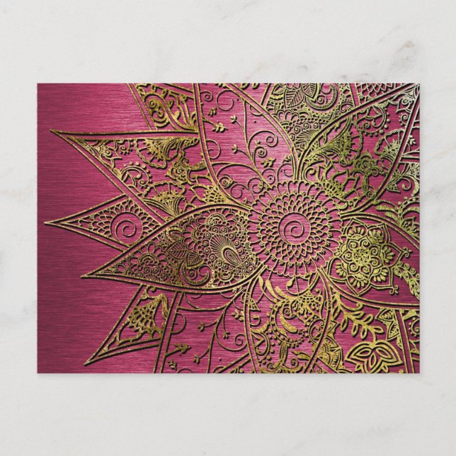 Cute trendy flower henna hand drawn design postcard (Front)