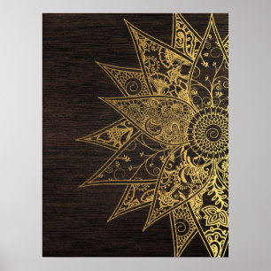 Cute trendy flower henna hand drawn design poster