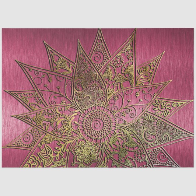 Cute trendy flower henna hand drawn design tissue paper (Front)