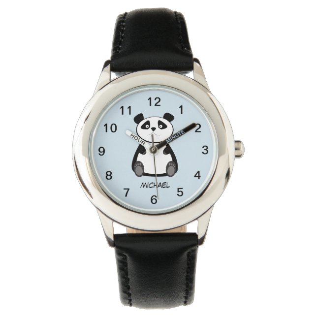Cute trendy funny cartoon panda monogram watch (Front)