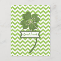 Cute trendy girly "Good Luck" four leaf clover
