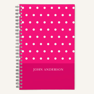 Cute Trendy Girly Hot Pink Polka Dots Custom Notebook