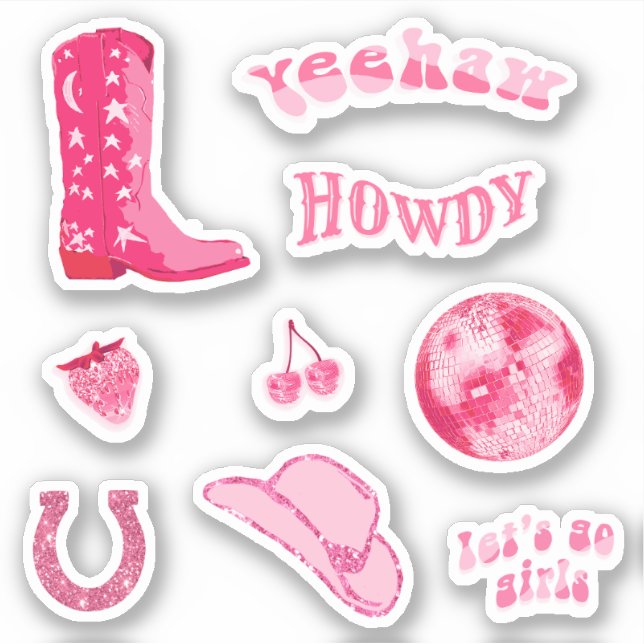 Cute Trendy Girly Pink Cowgirl 70s Aesthetic Set (Front)