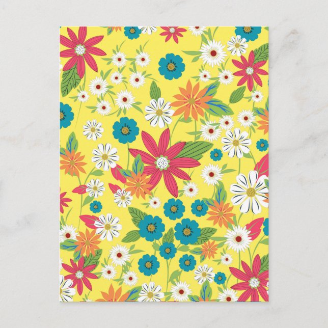 Cute trendy girly soft colours floral pattern postcard (Front)