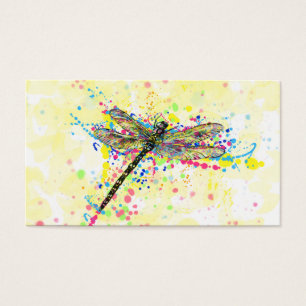 Cute trendy girly watercolor splatters dragonfly