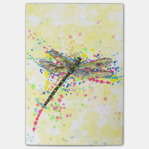 Cute trendy girly watercolor splatters dragonfly post-it notes