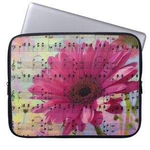 Cute trendy girly watercolours Gerbera flowers Laptop Sleeve