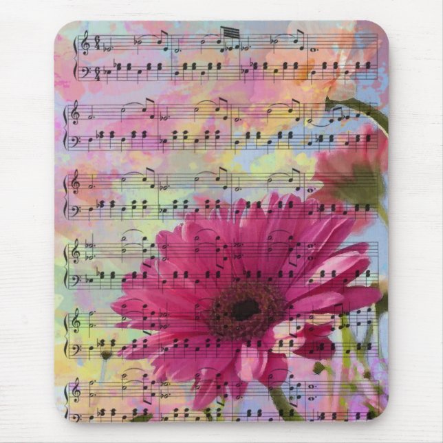 Cute trendy girly watercolours Gerbera flowers Mouse Pad (Front)