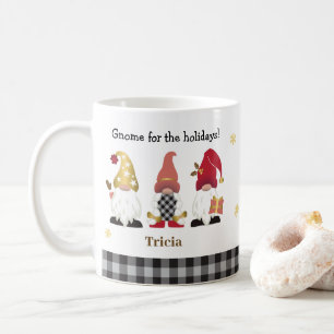 Cute Trendy Gnome for the Holidays Buffalo Plaid Coffee Mug