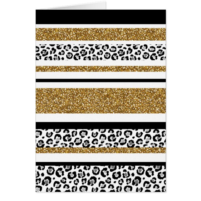 Cute trendy  gold faux glitter leopard stripes (Front)