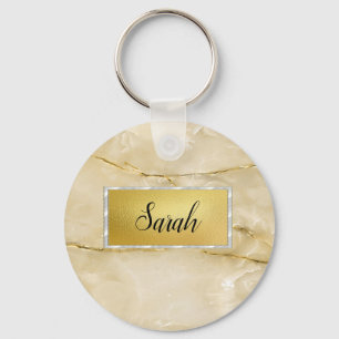 Cute Trendy Gold Marble Key Ring