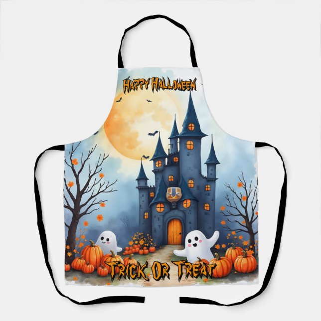 Cute Trendy Halloween Spooky Collection Apron (Front)