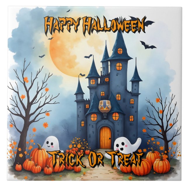 Cute Trendy Halloween Spooky Collection Tile (Front)
