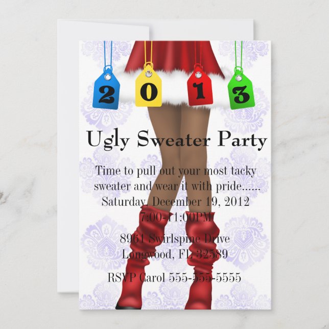 Cute Trendy Holiday/Christmas Ugly Sweater Party Invitation (Front)