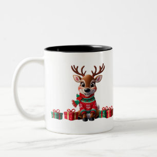 Cute Trendy Modern Humour Funny Christmas Two-Tone Coffee Mug