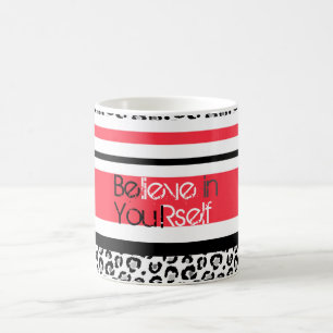 Cute trendy motivational quote “be you!” strip coffee mug