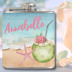 Cute Trendy Name Beach Cocktail Tropical Hip Flask