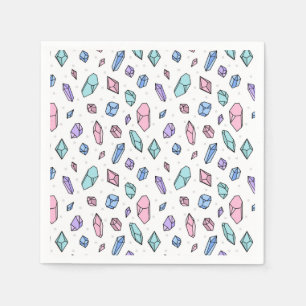 Cute Trendy Pastel Gemstones Gems Crystal Pattern Napkin