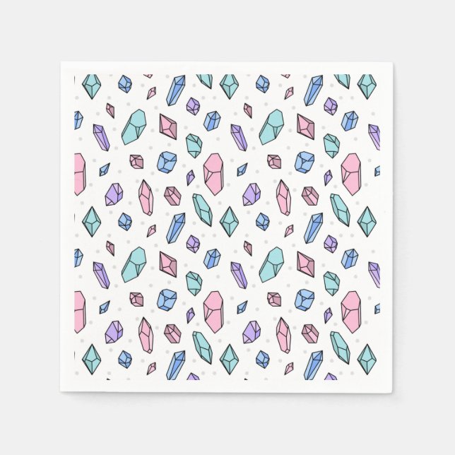 Cute Trendy Pastel Gemstones Gems Crystal Pattern Napkin (Front)