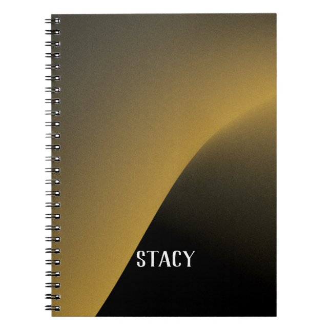 Cute Trendy Personalised Black and Gold Pattern  N Notebook (Front)