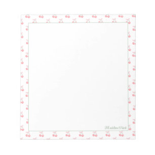 Cute Trendy Personalised Cherries Notepad
