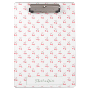 Cute Trendy Personalized Cherries Clipboard